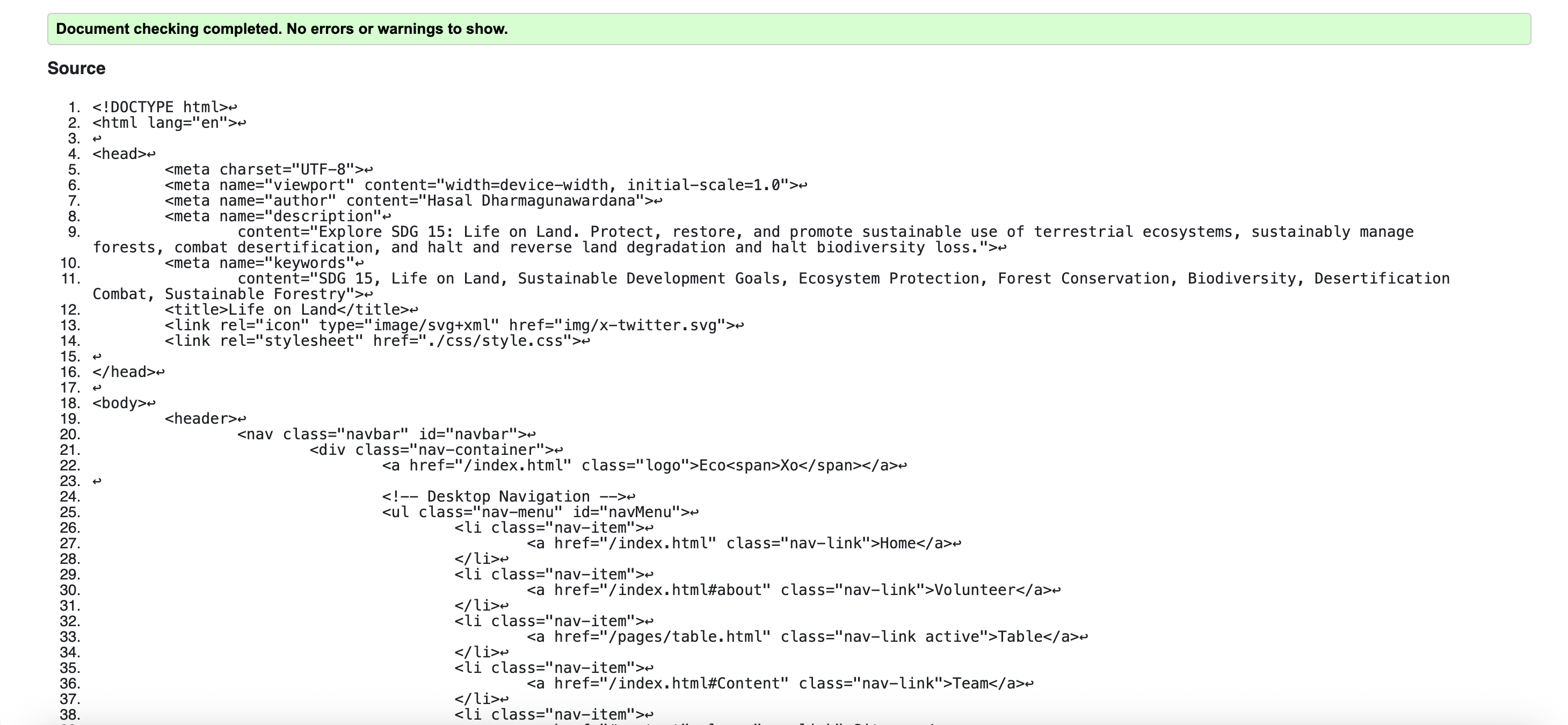 Home Page Validation Snapshot